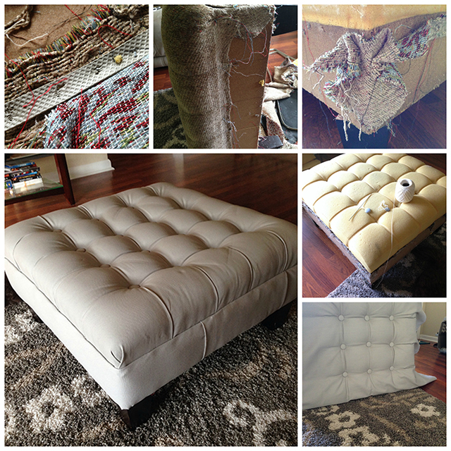 finished reupholstered ottoman Collage