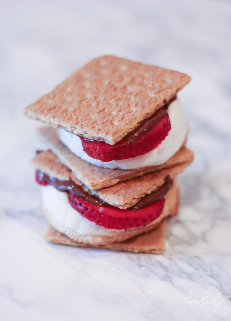 strawberry and nutella smores on marble