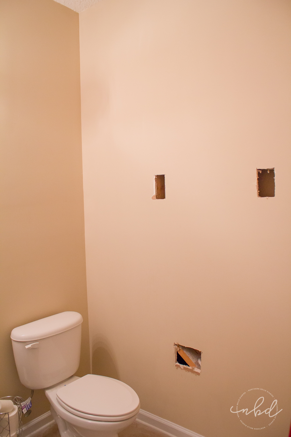 Elegant Half Bath on a Budget using Devine Color Wallpaper | removing builder grade TP and towel holders