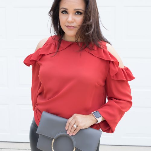 Unique Gifts for Her | La La Lisette - Let Tote subscription red ruffle top and faux leather leggings #wishlistbbxx