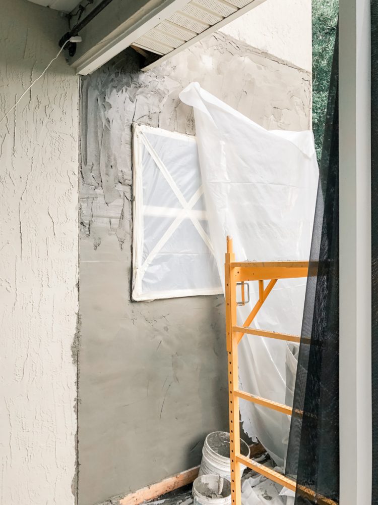 New stucco in water damaged wall Jacksonville, Florida
