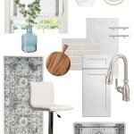 collage of textiles, hardware, and accessories for the kitchen