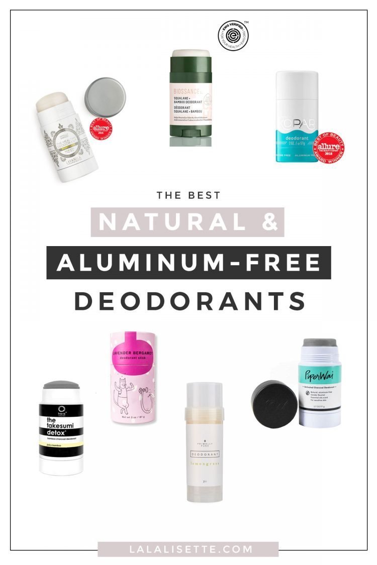 assortment of aluminum-free deodorants with text that reads: The Best Natural & Aluminum-Free Deodorants
