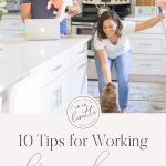 husband and wife working from home with text: 10 Tips for Working from Home as a Couple